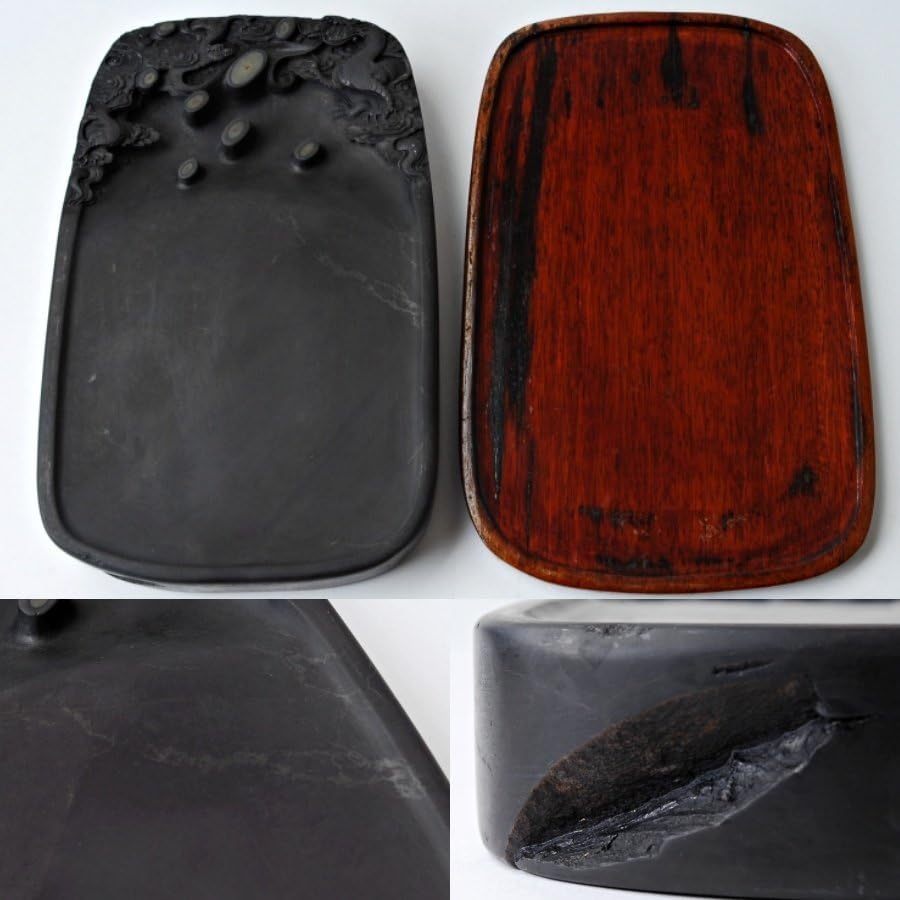Amazon.co.jp: 古硯端渓雲龍文彫石眼27cm×17.5cm、厚み3.9cm重さ4.02kg